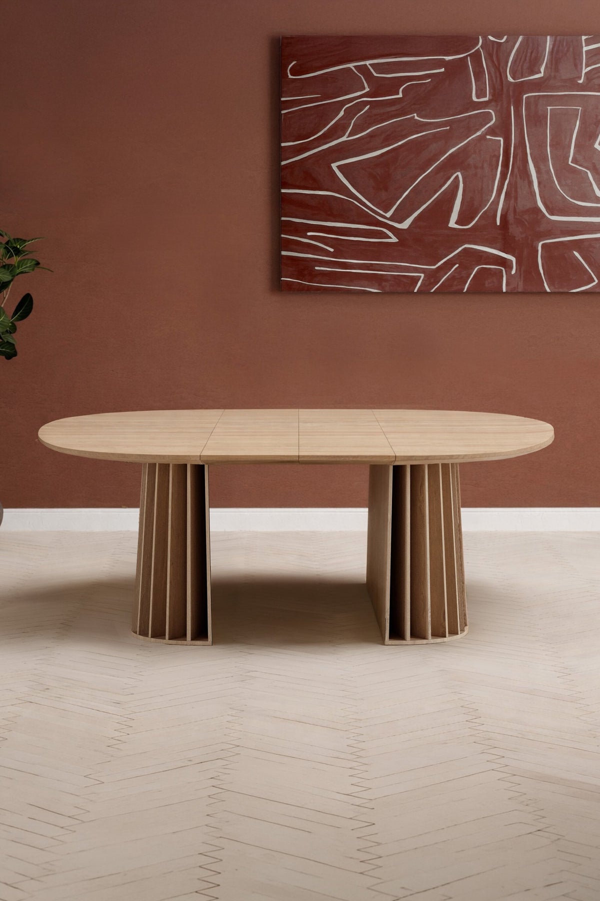 Dope runt matbord naturfärgad MDF med 3D-papperslaminat