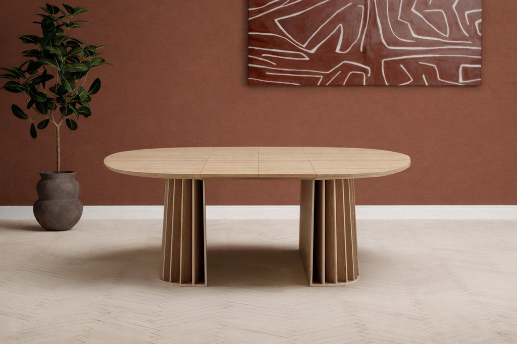 Dope runt matbord naturfärgad MDF med 3D-papperslaminat
