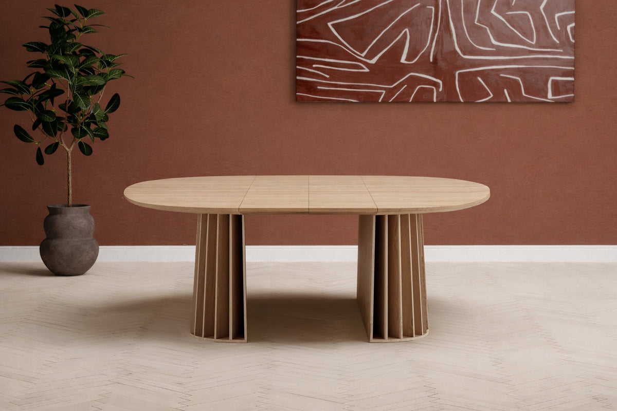 Dope runt matbord naturfärgad MDF med 3D-papperslaminat