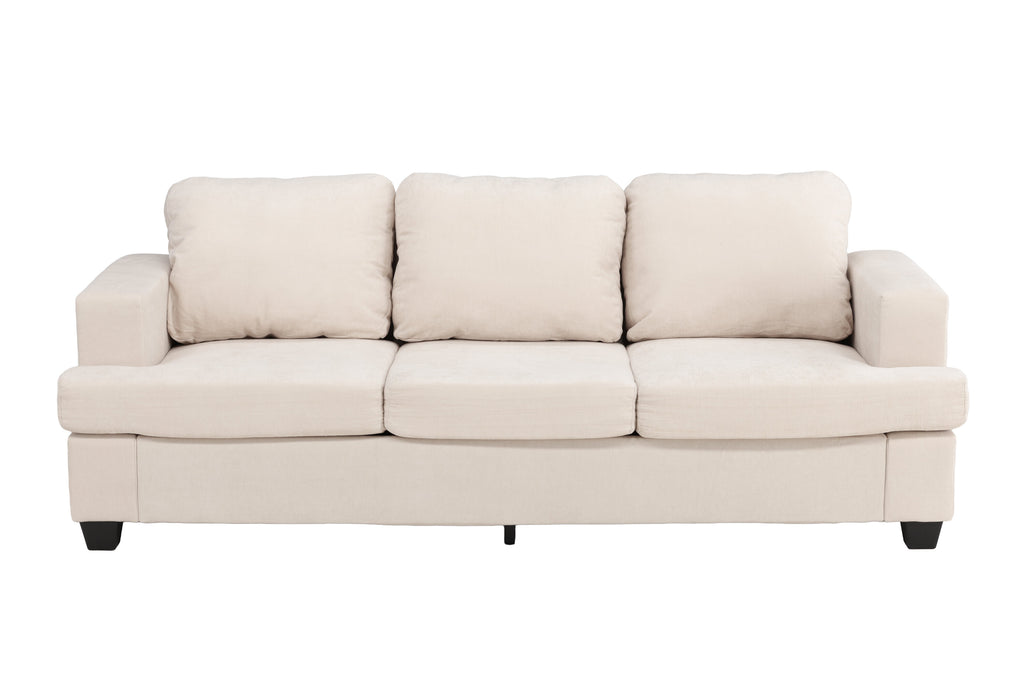 Sani 3-sitssoffa gråbeige chenille med stomme av plywood och metall