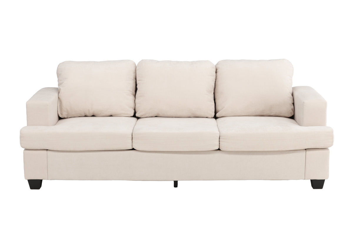Sani 3-sitssoffa gråbeige chenille med stomme av plywood och metall