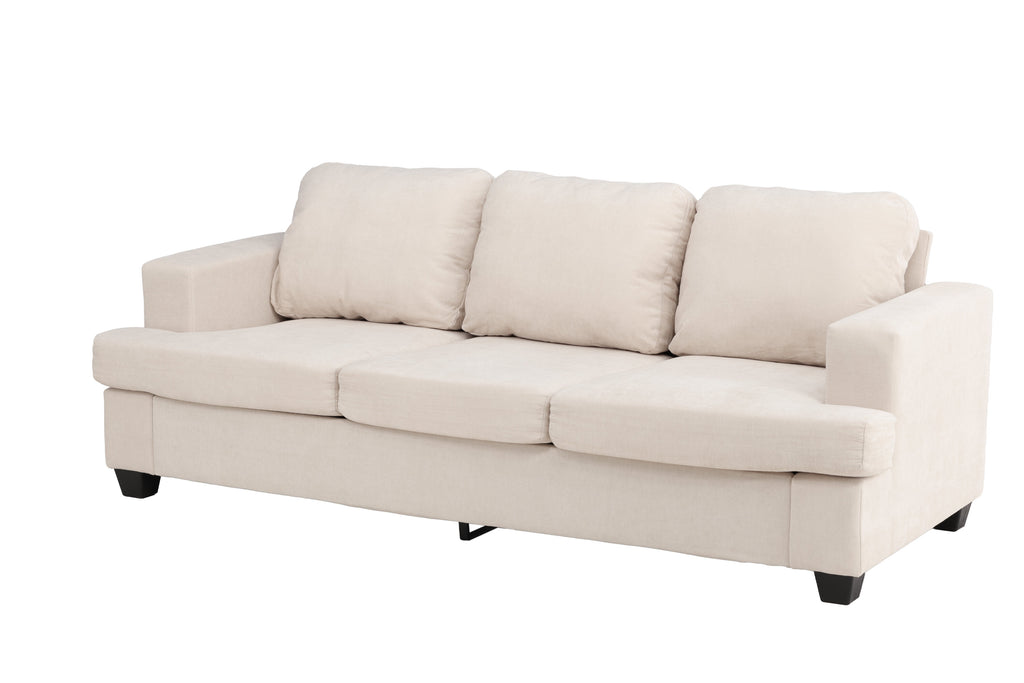 Sani 3-sitssoffa gråbeige chenille med stomme av plywood och metall