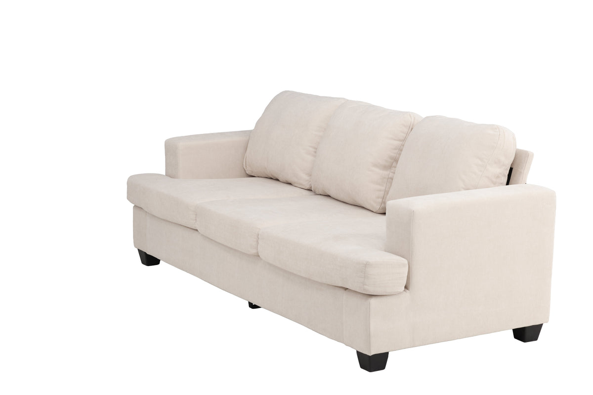 Sani 3-sitssoffa gråbeige chenille med stomme av plywood och metall