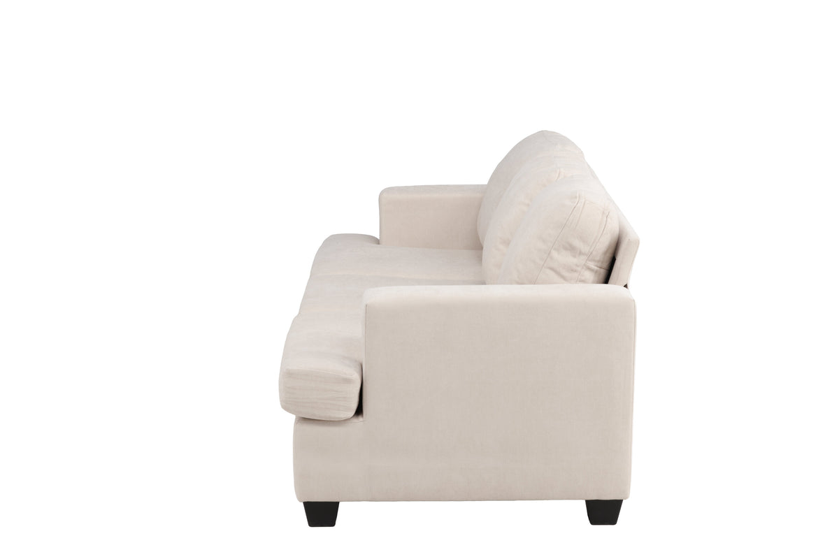 Sani 3-sitssoffa gråbeige chenille med stomme av plywood och metall