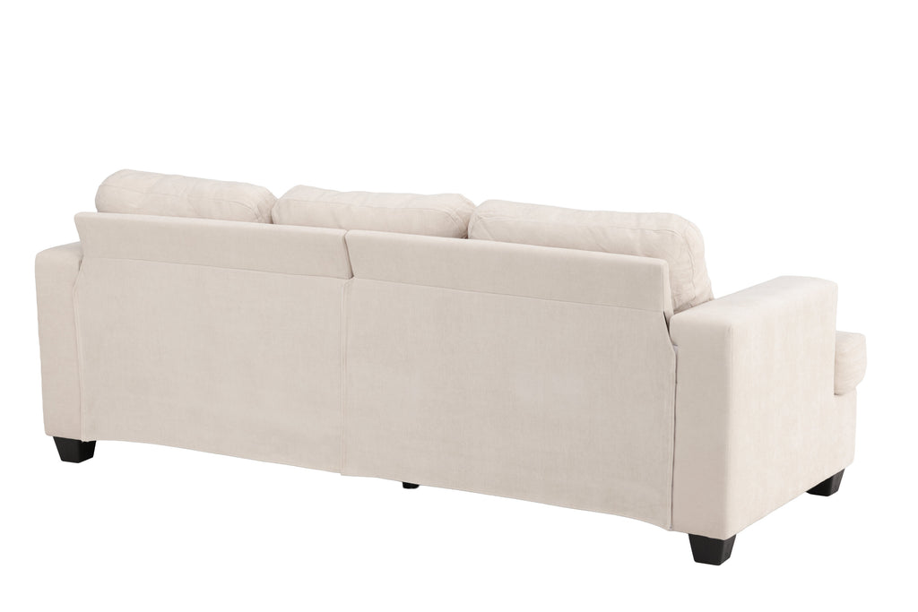Sani 3-sitssoffa gråbeige chenille med stomme av plywood och metall