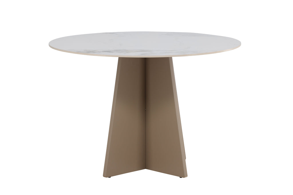 Bootcut runt matbord Ø110x75 cm beige MDF/sintrad sten med marmorutseende