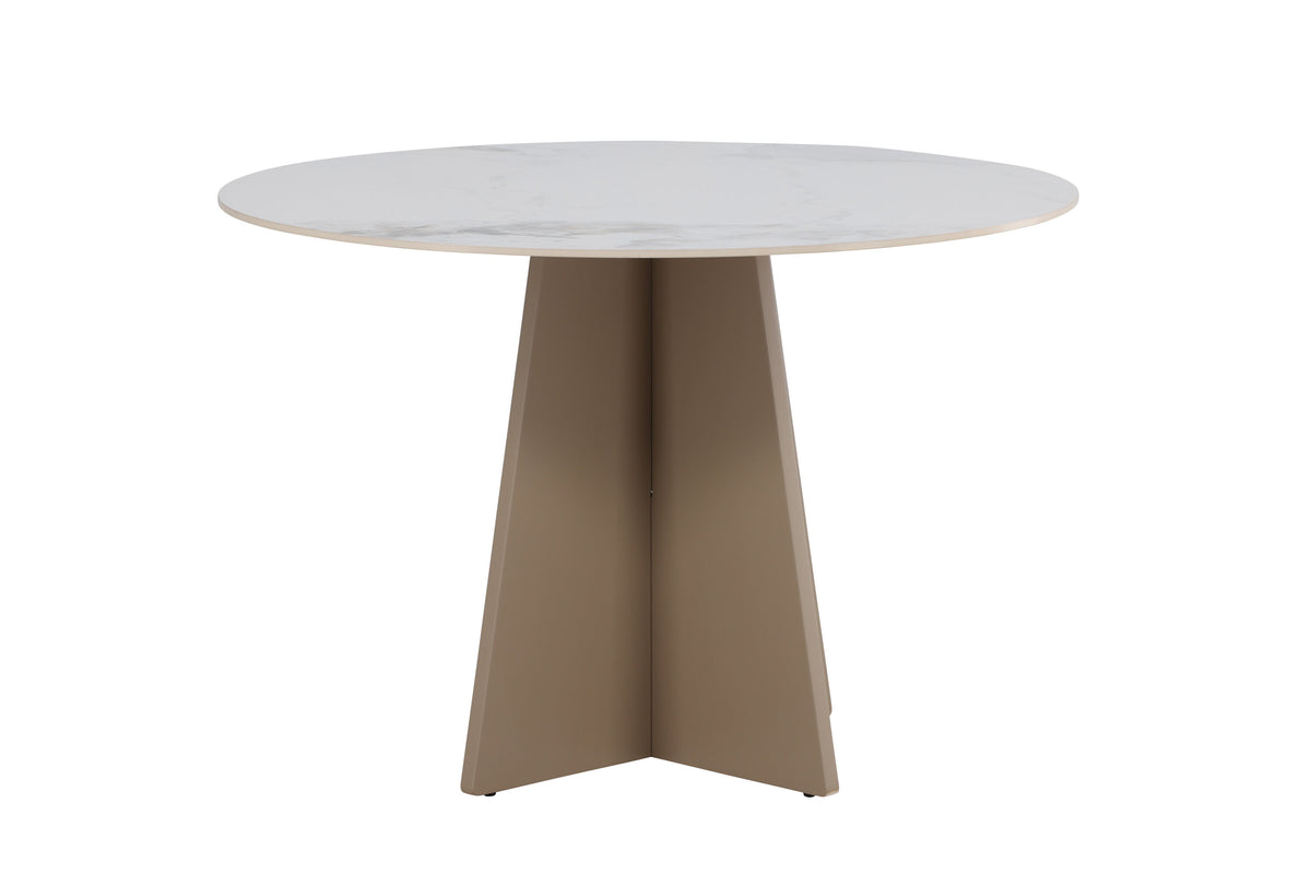 Bootcut runt matbord Ø110x75 cm beige MDF/sintrad sten med marmorutseende
