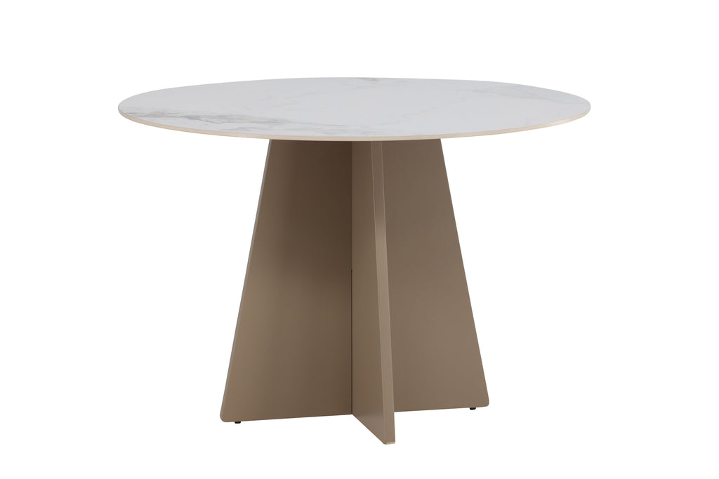 Bootcut runt matbord Ø110x75 cm beige MDF/sintrad sten med marmorutseende
