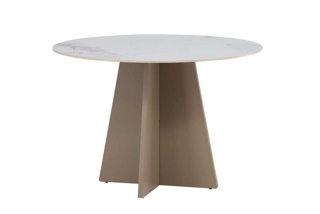 Bootcut runt matbord Ø110x75 cm beige MDF/sintrad sten med marmorutseende