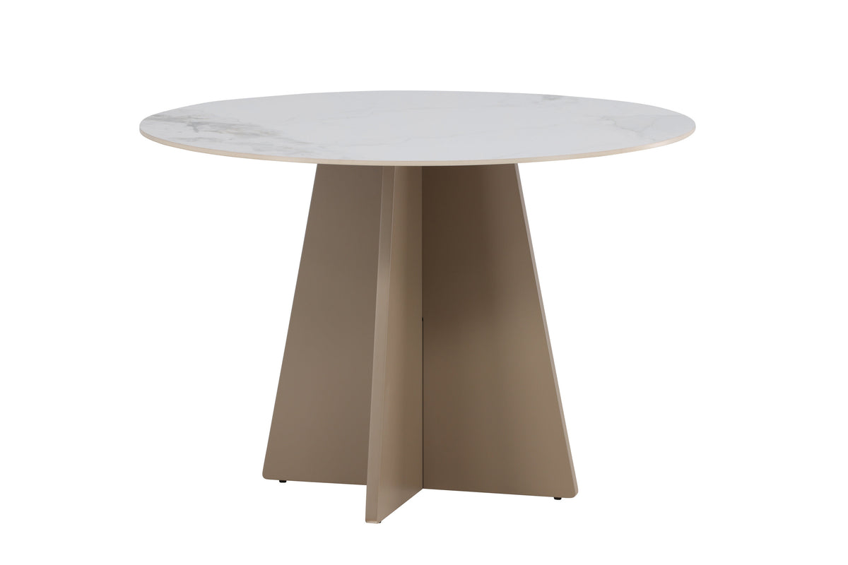 Bootcut runt matbord Ø110x75 cm beige MDF/sintrad sten med marmorutseende