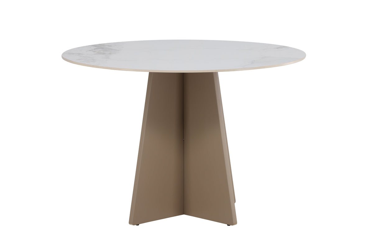 Bootcut runt matbord Ø110x75 cm beige MDF/sintrad sten med marmorutseende