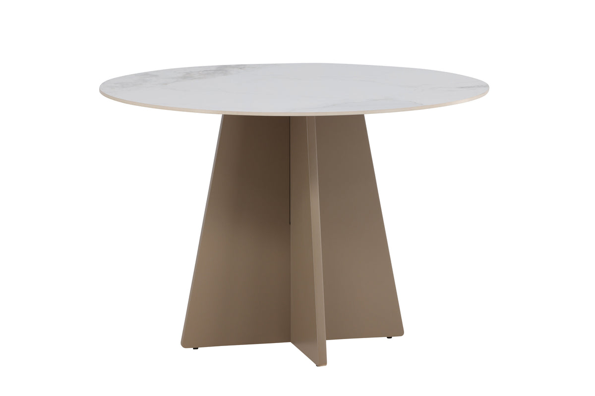 Bootcut runt matbord Ø110x75 cm beige MDF/sintrad sten med marmorutseende