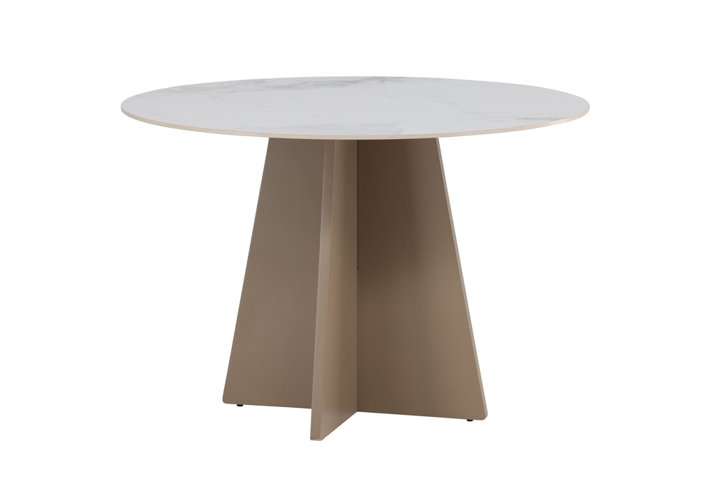 Bootcut runt matbord Ø110x75 cm beige MDF/sintrad sten med marmorutseende