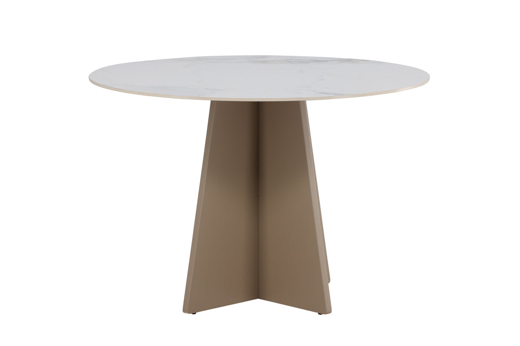 Bootcut runt matbord Ø110x75 cm beige MDF/sintrad sten med marmorutseende