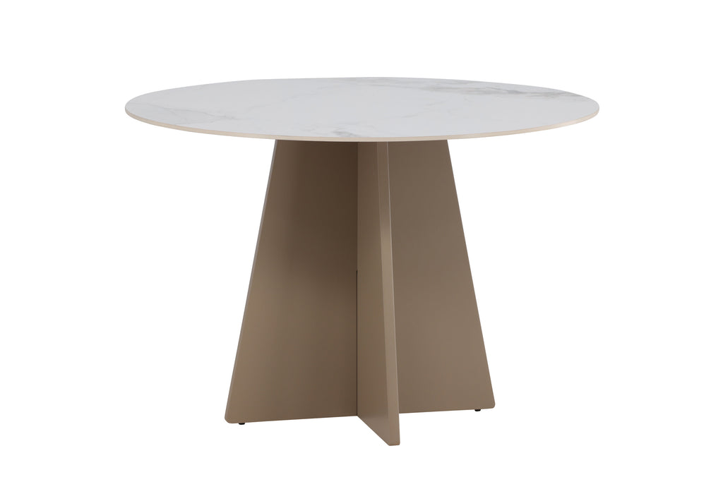 Bootcut runt matbord Ø110x75 cm beige MDF/sintrad sten med marmorutseende