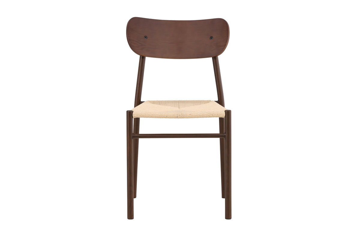 Polly matstol 88x42x55 cm mockabrun metall/plywood med beige rep