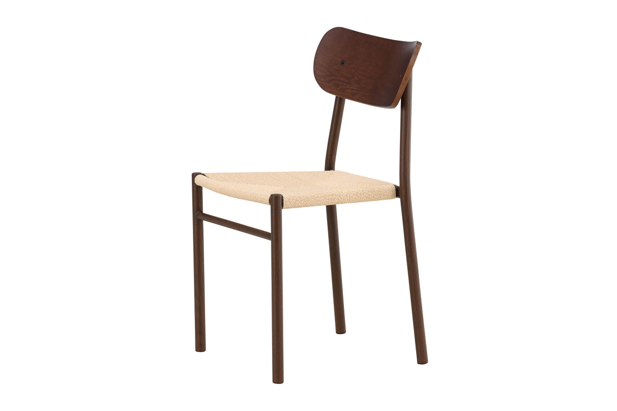 Polly matstol 88x42x55 cm mockabrun metall/plywood med beige rep