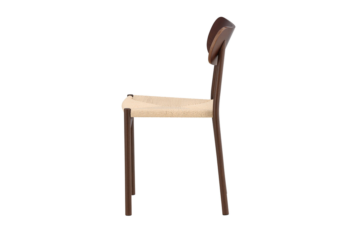 Polly matstol 88x42x55 cm mockabrun metall/plywood med beige rep