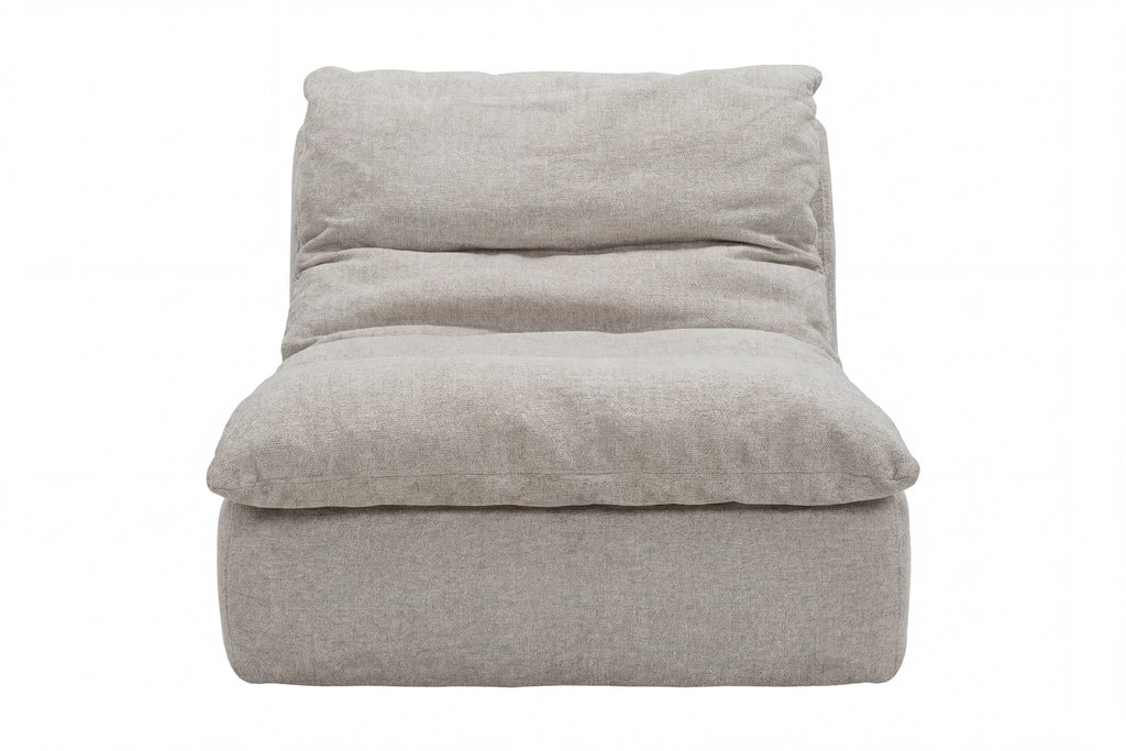 Selar komprimerad vilfåtölj i beige tyg