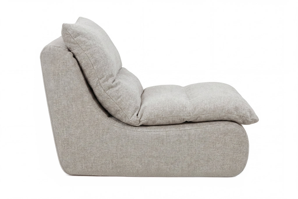 Selar komprimerad vilfåtölj i beige tyg