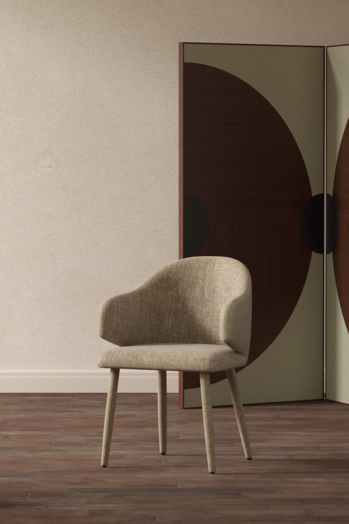 Evelin matstol beige sammet, 2-pack