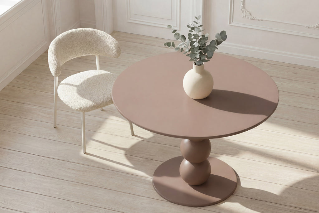 Boule runt matbord brunmålad MDF