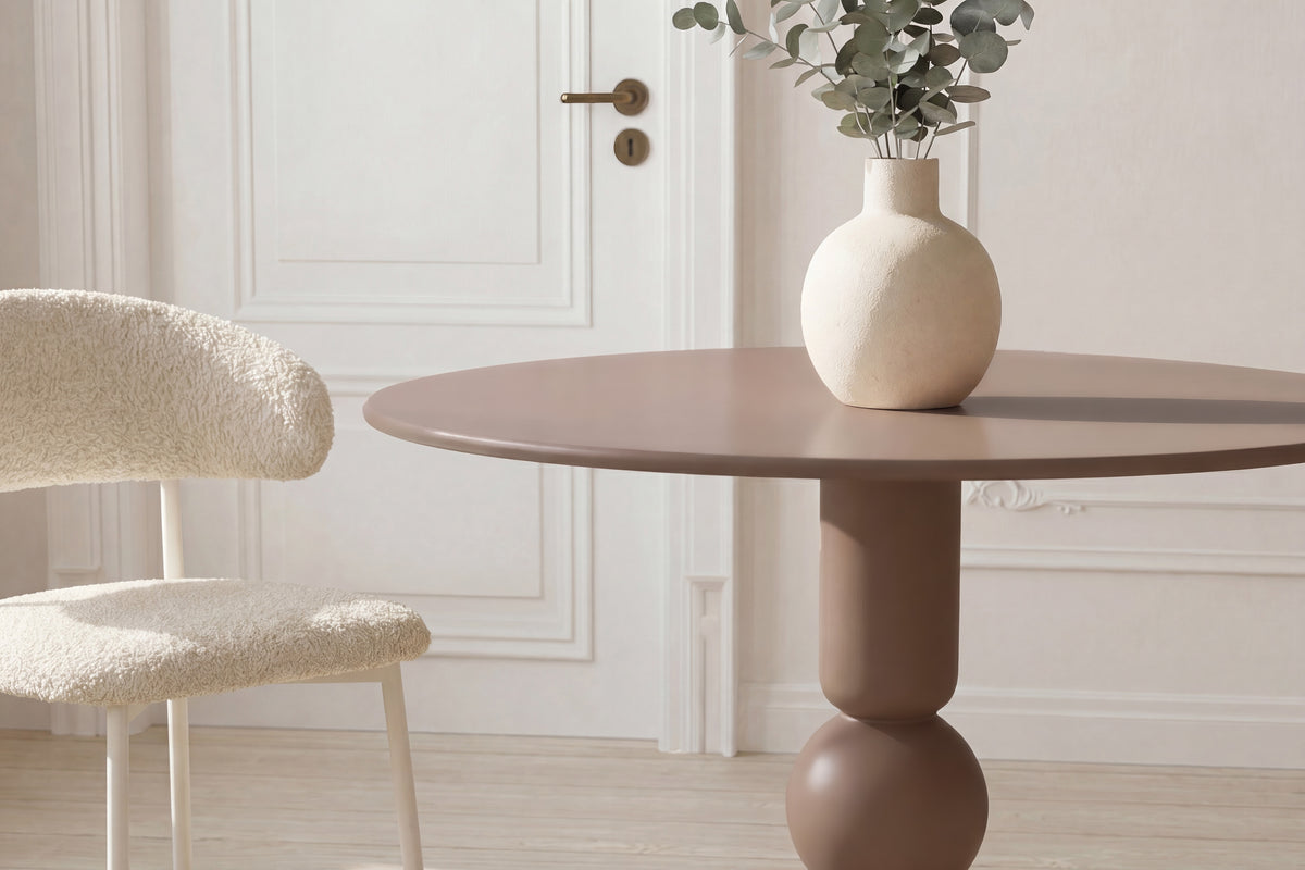 Boule runt matbord brunmålad MDF