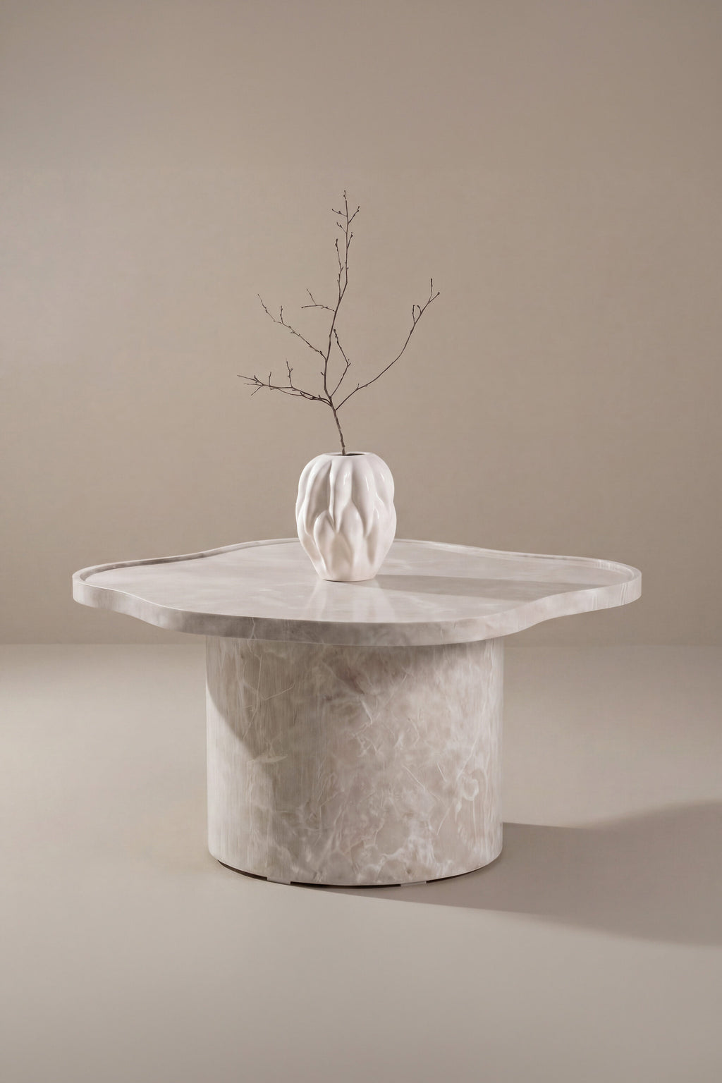 Ilse soffbord beige marmorimitation i MDF med 3D-papperslaminat