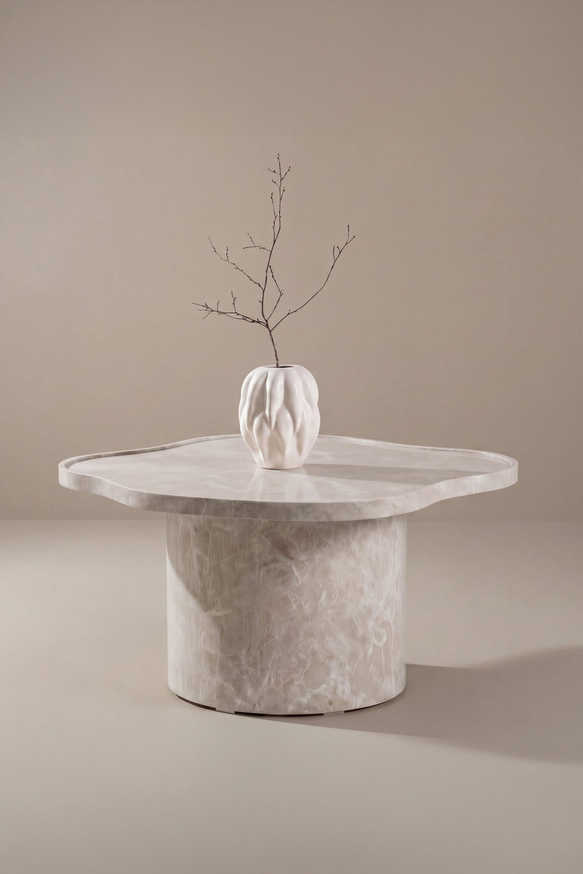 Ilse soffbord beige marmorimitation i MDF med 3D-papperslaminat