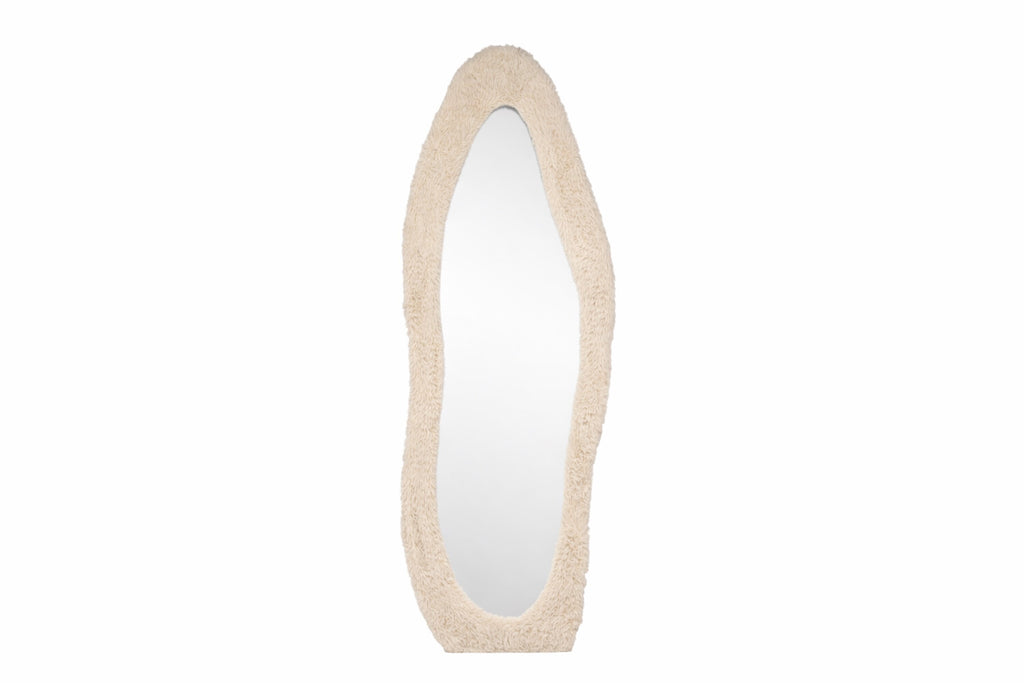 Mirza spegel 193x67 cm beige fuskpäls och glas