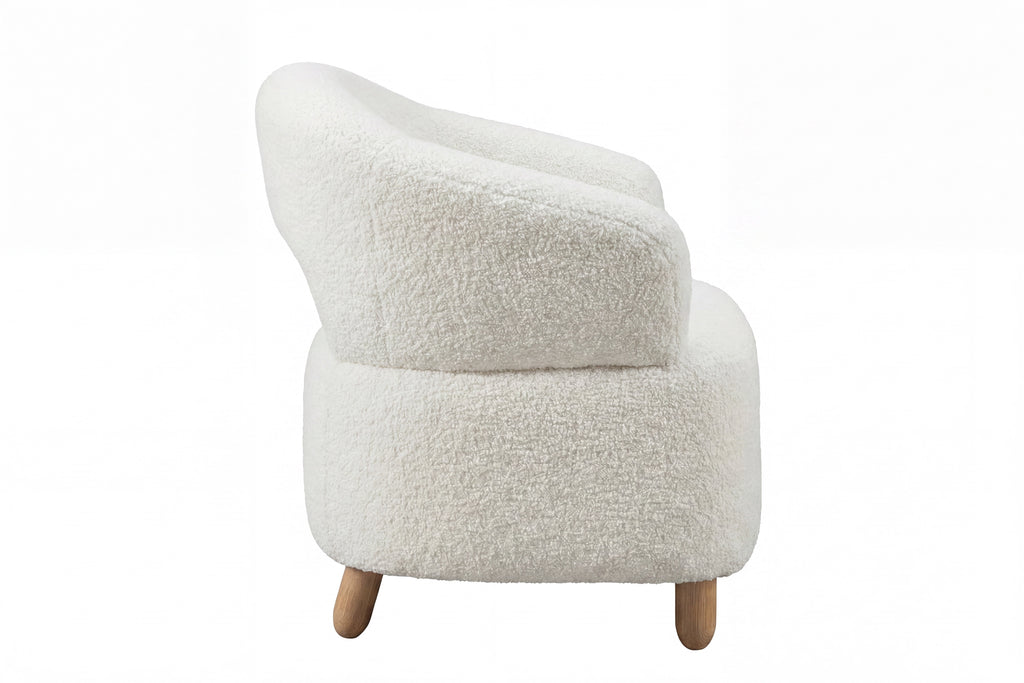 Moglas fåtölj natur/vit bouclé