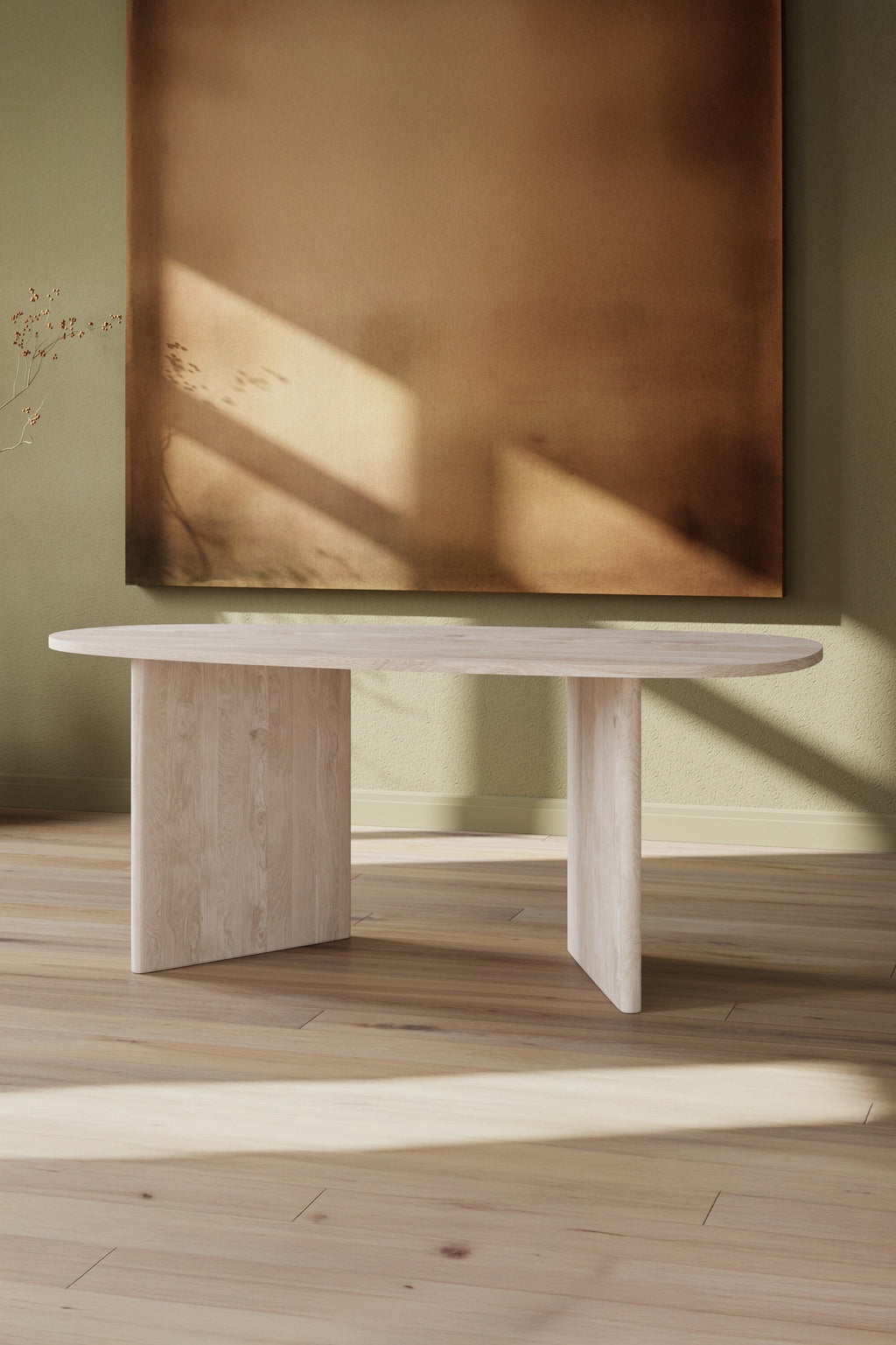 Grönvik ovalt matbord naturfärgat MDF med 3D-papperslaminat