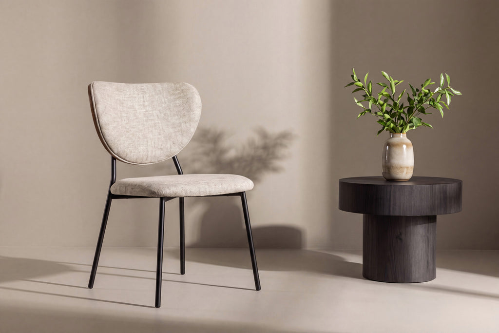 Butterfly matstol beige sammet och svart stål, 2-pack