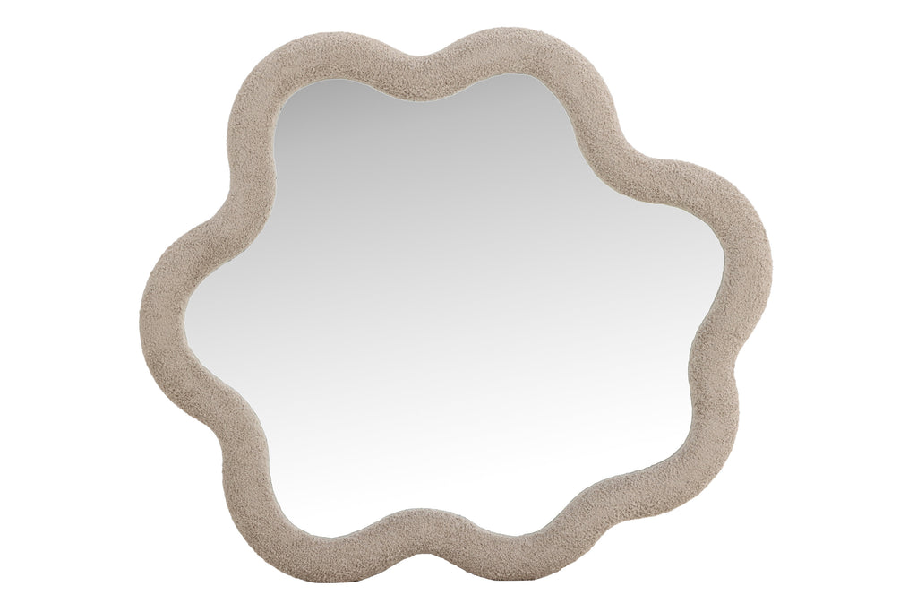 Kungsbacka spegel 70x70 cm beige bouclé och klart glas
