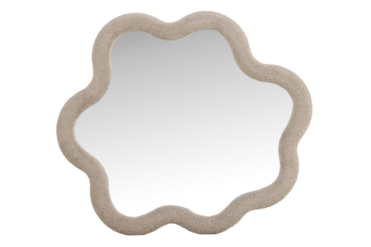 Kungsbacka spegel 70x70 cm beige bouclé och klart glas