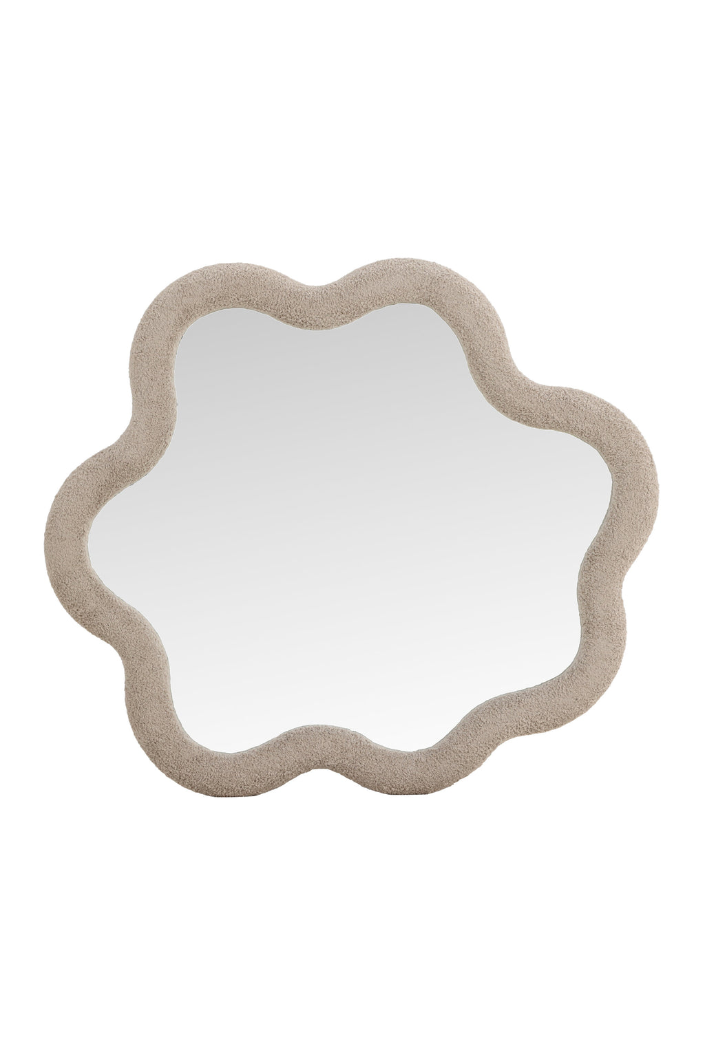 Kungsbacka spegel 70x70 cm beige bouclé och klart glas