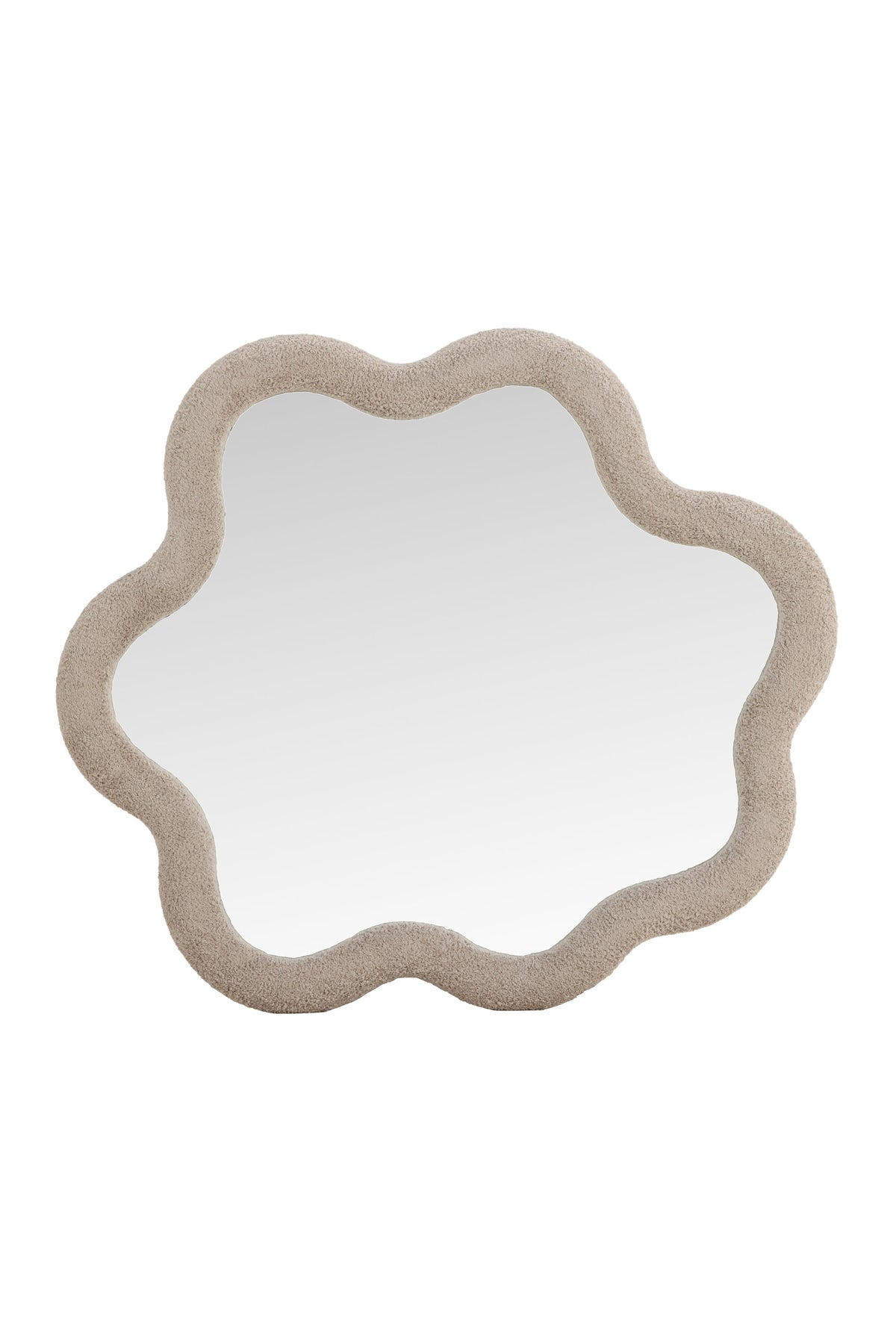Kungsbacka spegel 70x70 cm beige bouclé och klart glas