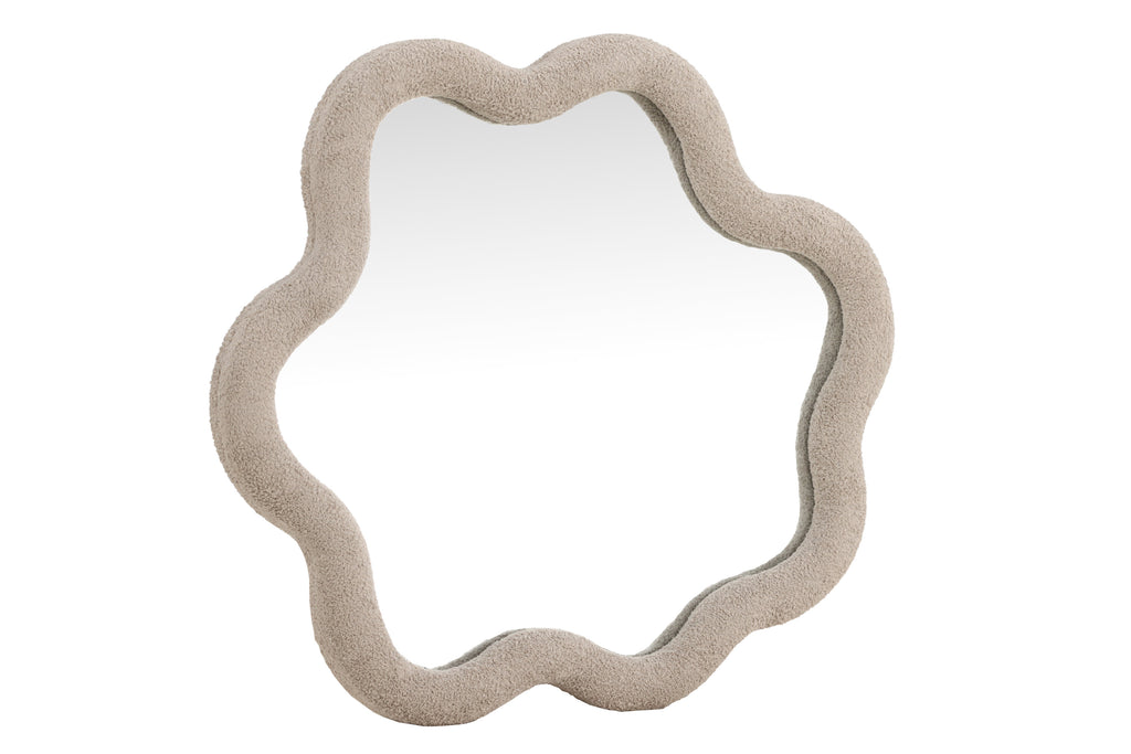Kungsbacka spegel 70x70 cm beige bouclé och klart glas