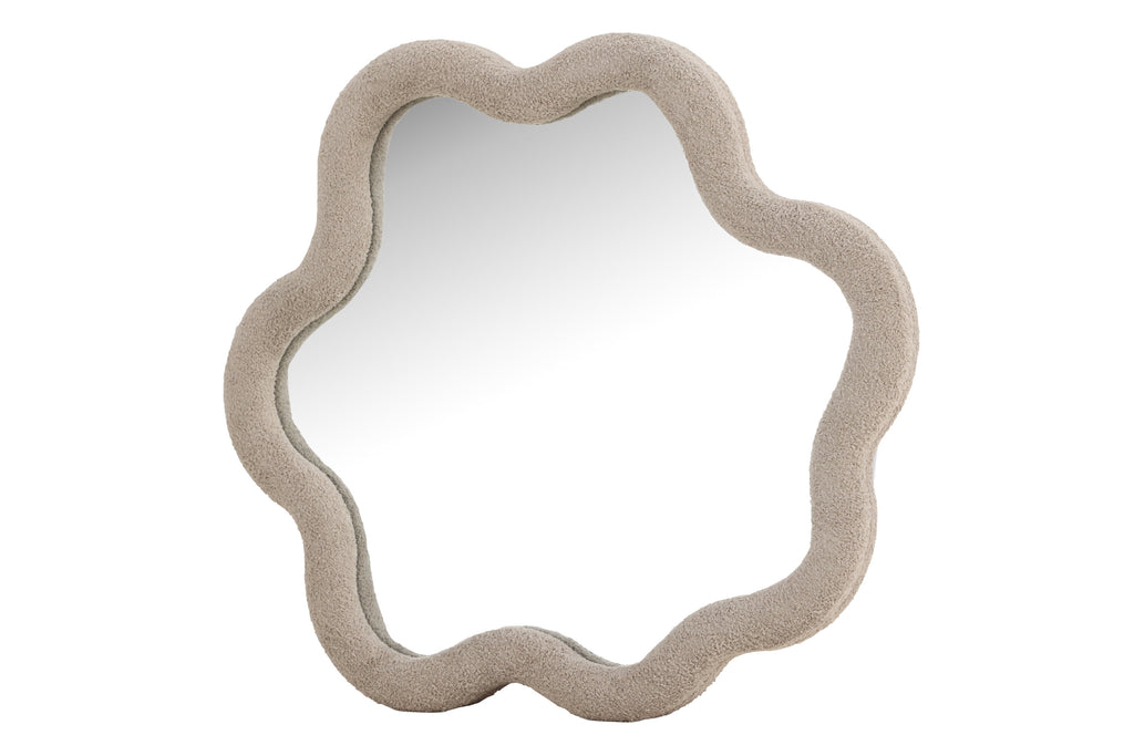 Kungsbacka spegel 70x70 cm beige bouclé och klart glas