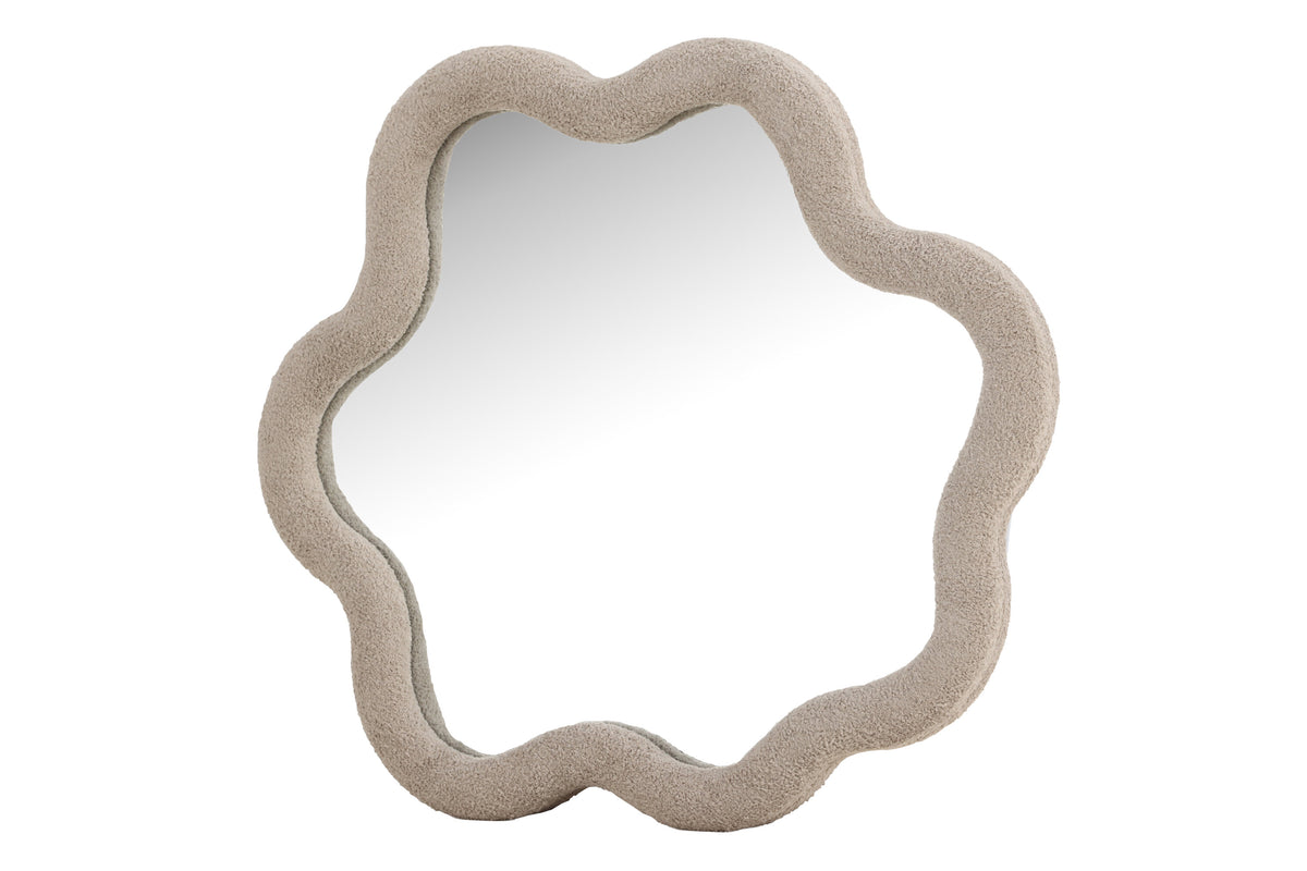 Kungsbacka spegel 70x70 cm beige bouclé och klart glas