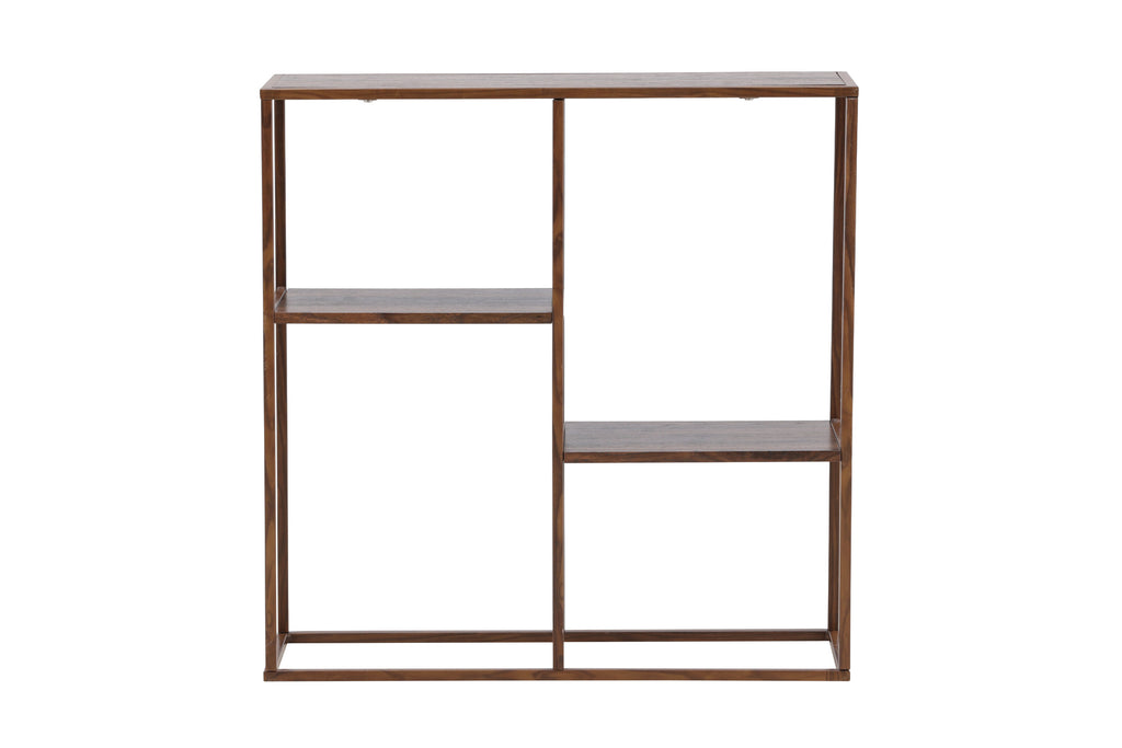 Staal bokhylla 80x26x81 cm valnötsfärgat stål och valnötsmönstrad MDF