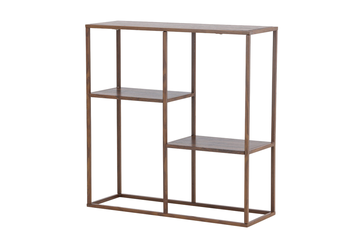 Staal bokhylla 80x26x81 cm valnötsfärgat stål och valnötsmönstrad MDF