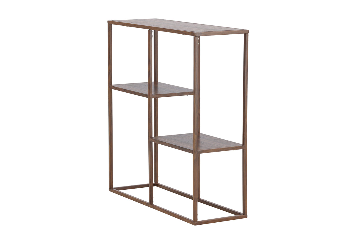 Staal bokhylla 80x26x81 cm valnötsfärgat stål och valnötsmönstrad MDF