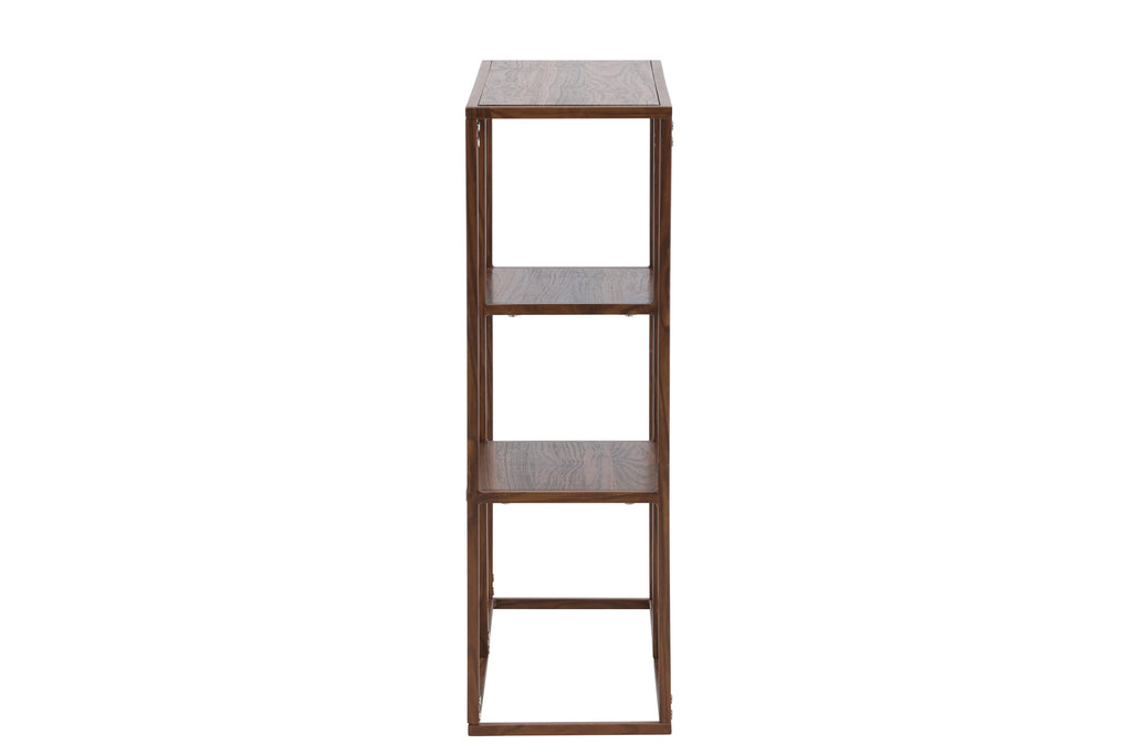 Staal bokhylla 80x26x81 cm valnötsfärgat stål och valnötsmönstrad MDF