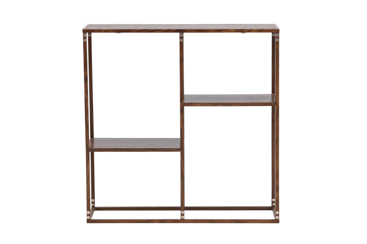 Staal bokhylla 80x26x81 cm valnötsfärgat stål och valnötsmönstrad MDF