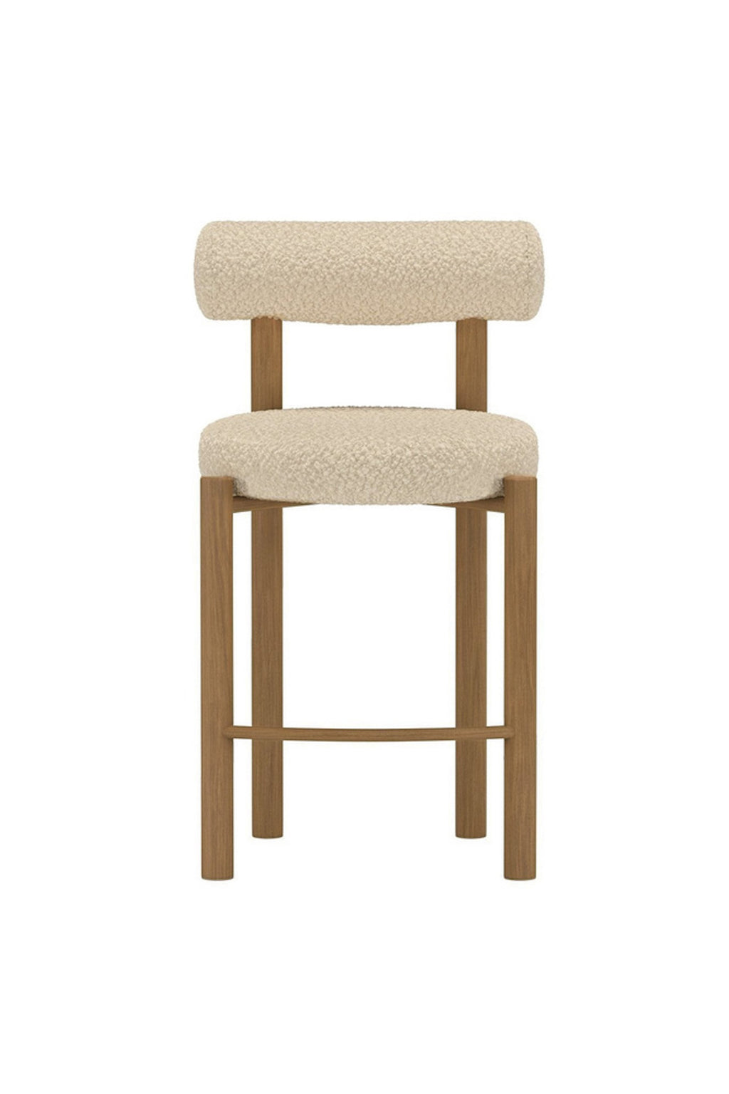 Tillo barstol 2-pack vit bouclé och stål med träimitation
