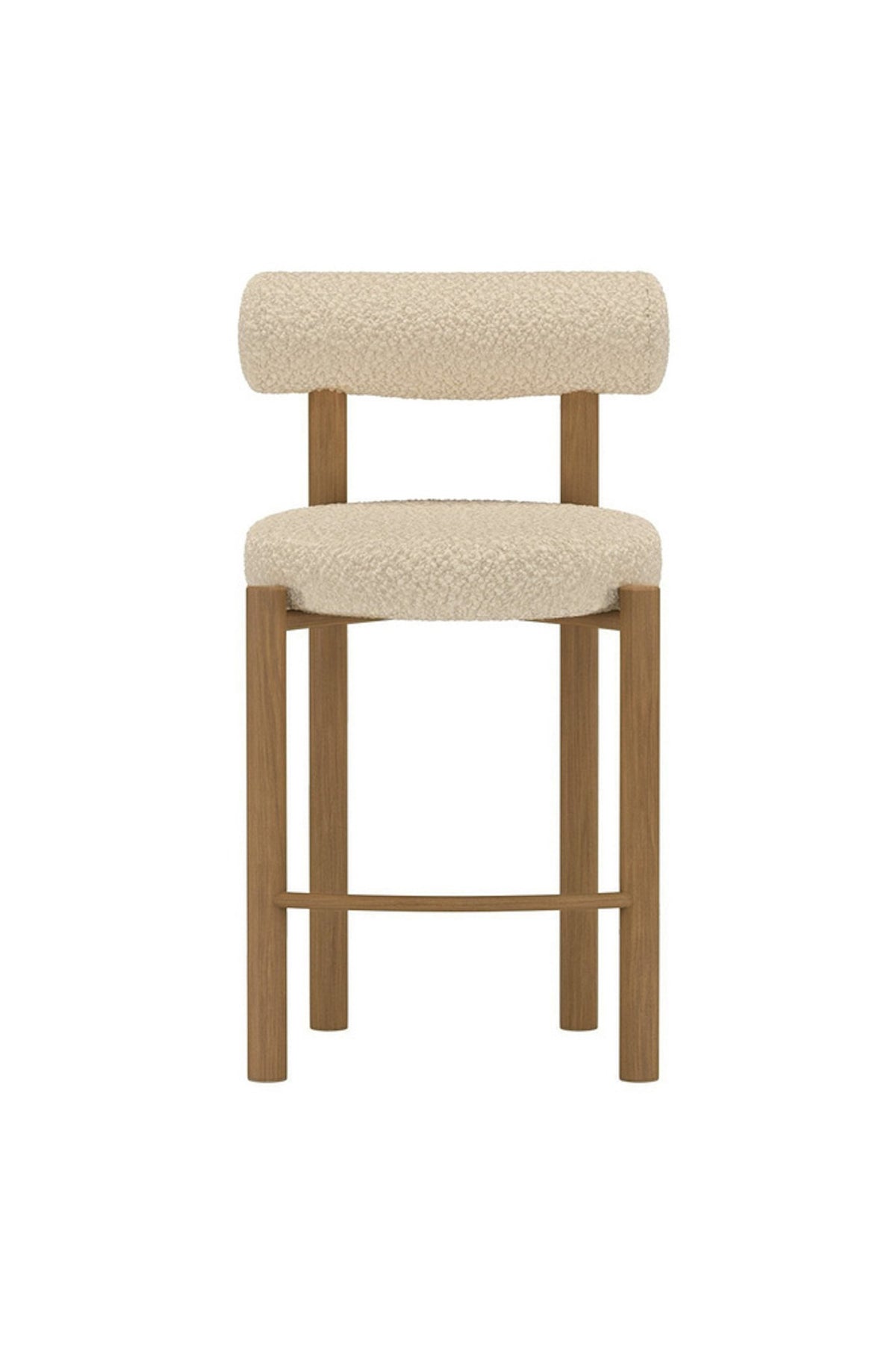 Tillo barstol 2-pack vit bouclé och stål med träimitation
