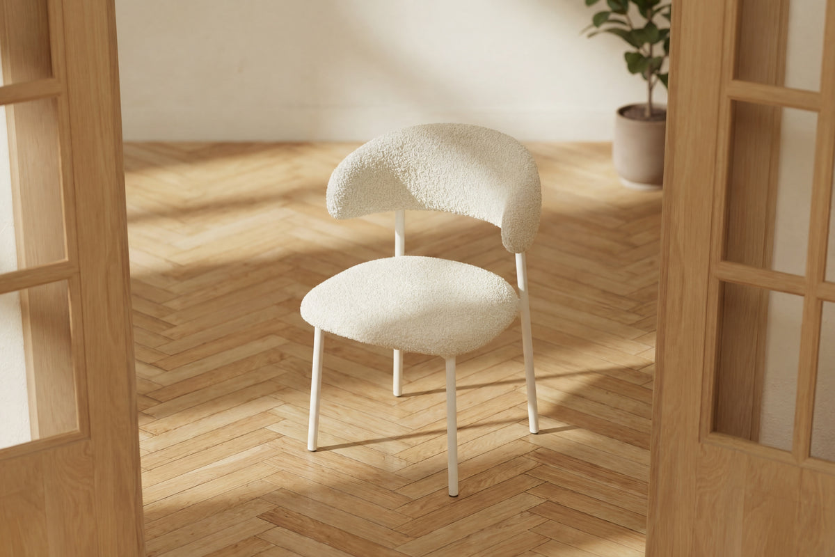 Lillholmen matstol 2-pack beige bouclé och stål