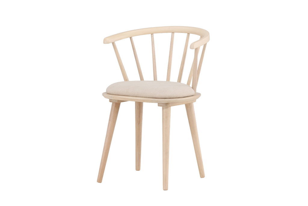 Bobby matstol med dyna 2-pack vitlaserat gummiträ/beige