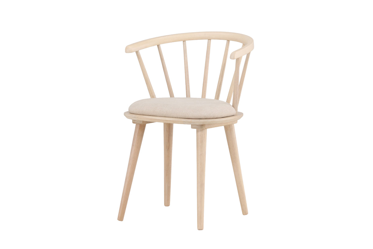 Bobby matstol med dyna 2-pack vitlaserat gummiträ/beige